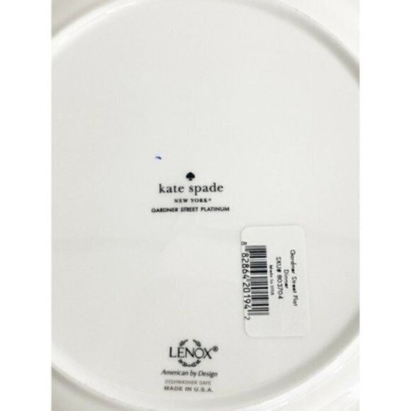 2pc Kate Spade New York Gardner Street Platinum Dinner plate 10 7/8” & Cup 2.3” - Picture 7 of 10